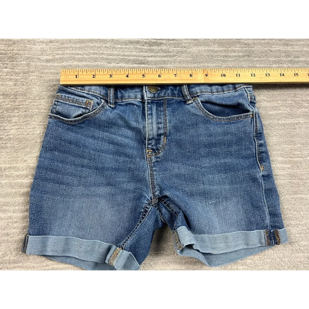 Gap Denim Shorts Girl Size 14 Blue Stretch Midi Short Cuffed Medium Wash Classic